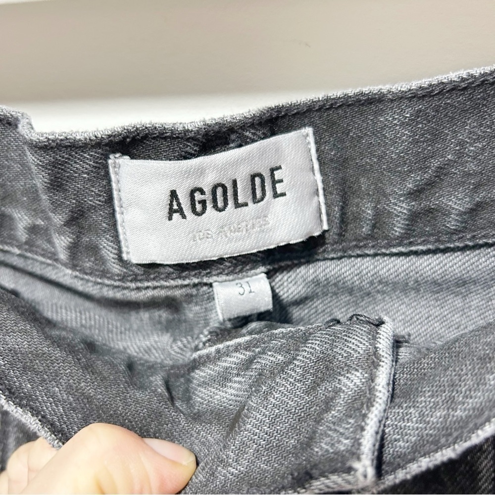 🌷Sale Agolde Cooper Cargo Jeans Size 31 Panther Black Straight Leg High Rise - Picture 5 of 12